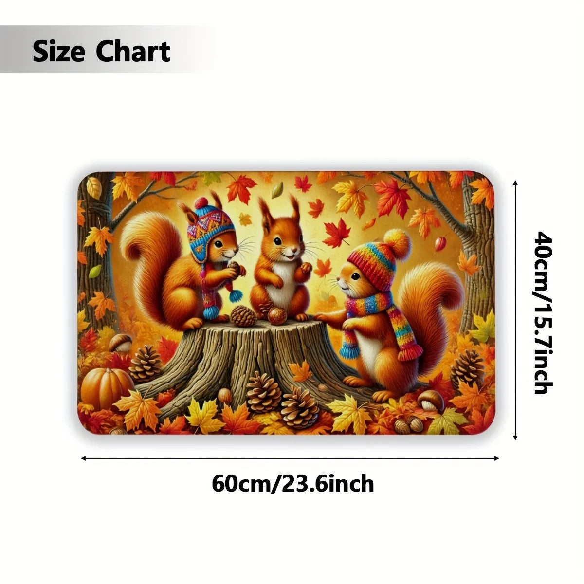 Autumn Squirrel Welcome Doormat Maple Leaf Carpets Front Door Entrance Rug Living Room Bedroom Floormat Thanksgiving Decorations