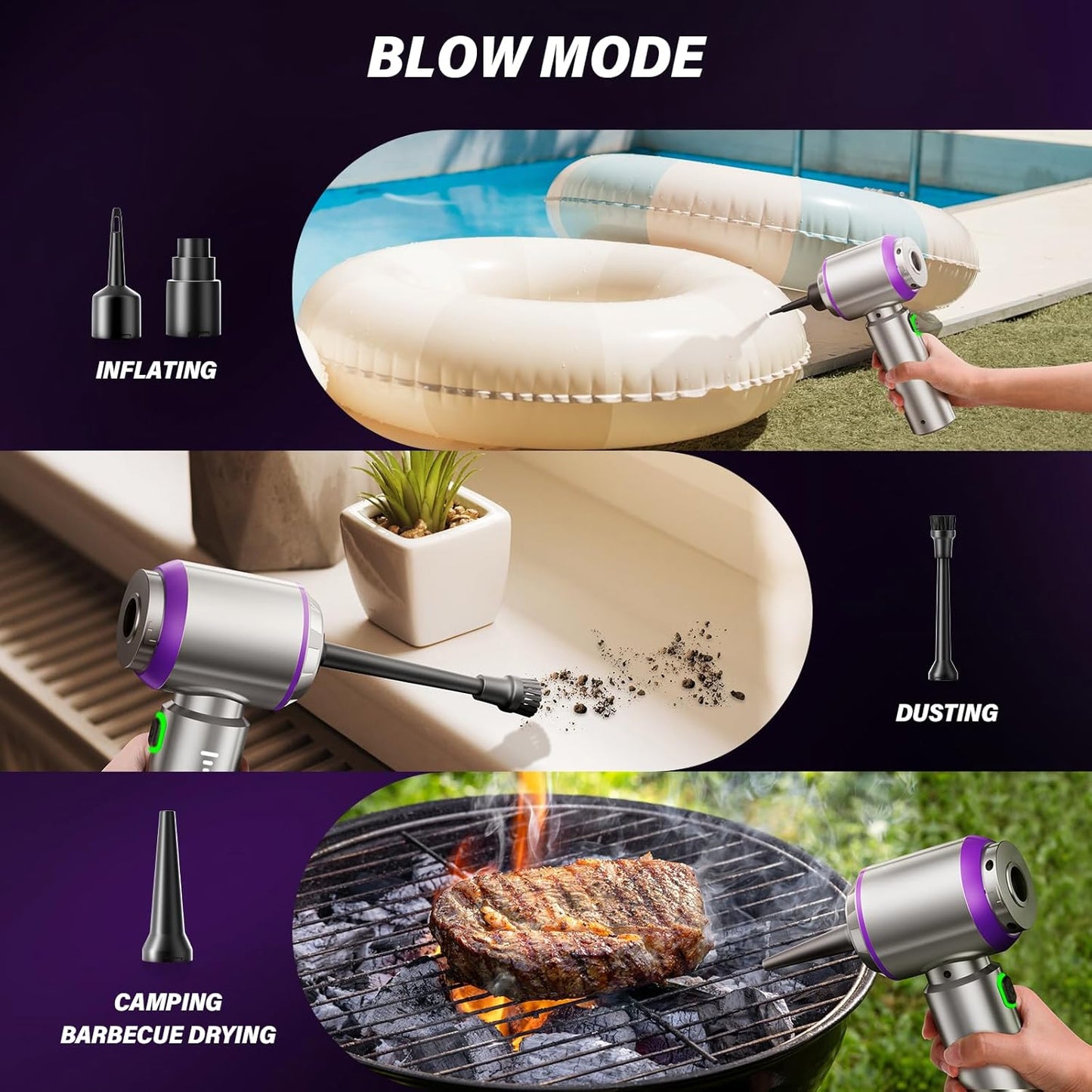 4-in-1 Cordless Mini Vacuum Cleaner | High Power – 20,000PA Suction | Dust Blower, Inflator & Air Blower | Super Strong Suction Motor | Ideal for Car, Home, Office & Outdoor