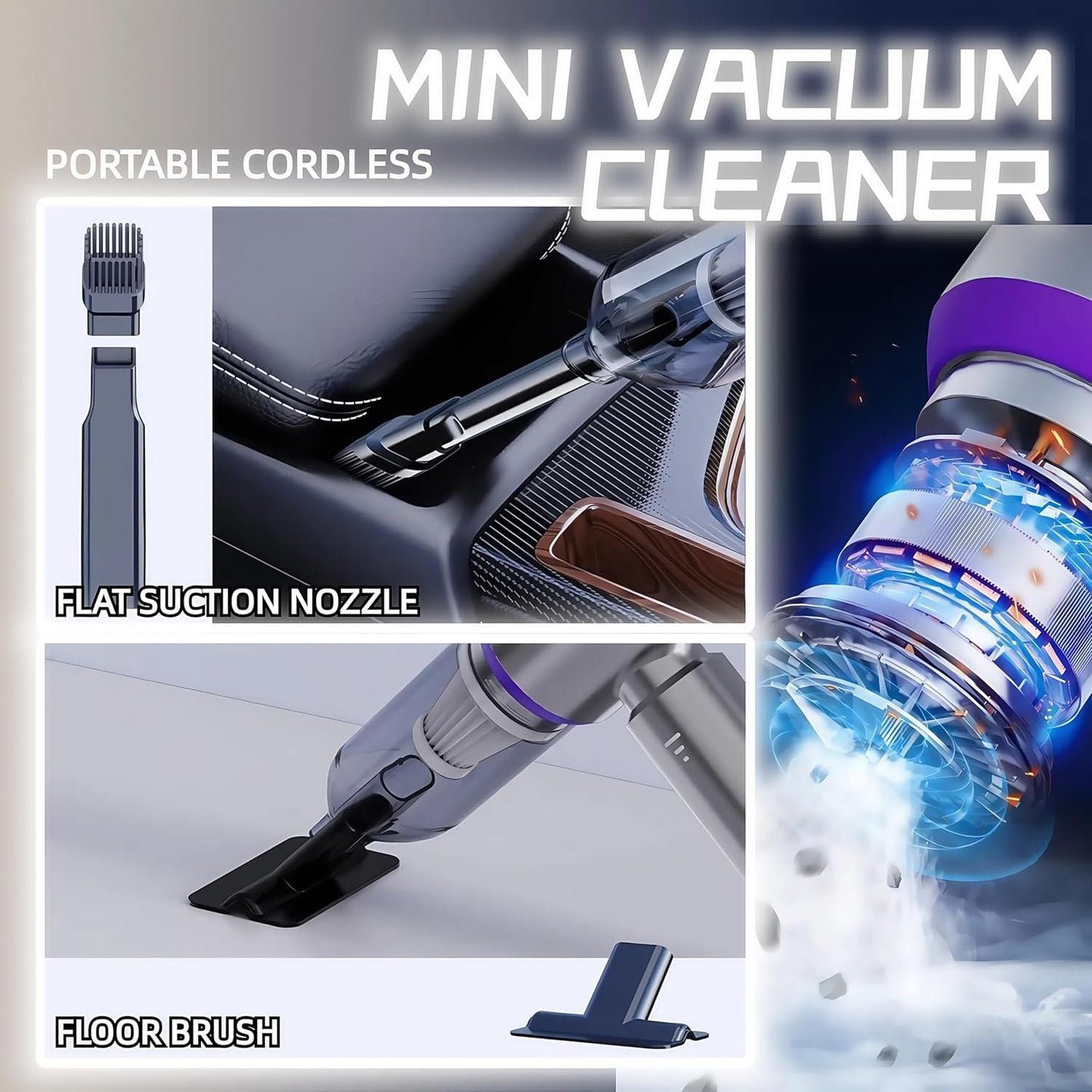 4-in-1 Cordless Mini Vacuum Cleaner | High Power – 20,000PA Suction | Dust Blower, Inflator & Air Blower | Super Strong Suction Motor | Ideal for Car, Home, Office & Outdoor