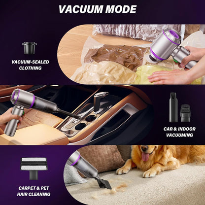 4-in-1 Cordless Mini Vacuum Cleaner | High Power – 20,000PA Suction | Dust Blower, Inflator & Air Blower | Super Strong Suction Motor | Ideal for Car, Home, Office & Outdoor