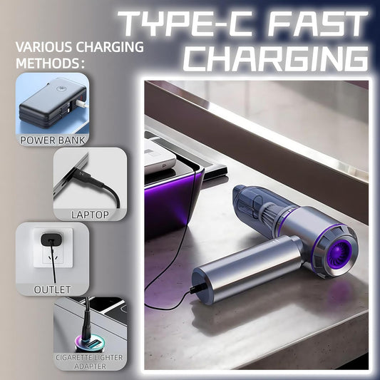 4-in-1 Cordless Mini Vacuum Cleaner | High Power – 20,000PA Suction | Dust Blower, Inflator & Air Blower | Super Strong Suction Motor | Ideal for Car, Home, Office & Outdoor