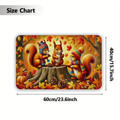 Autumn Squirrel Welcome Doormat Maple Leaf Carpets Front Door Entrance Rug Living Room Bedroom Floormat Thanksgiving Decorations